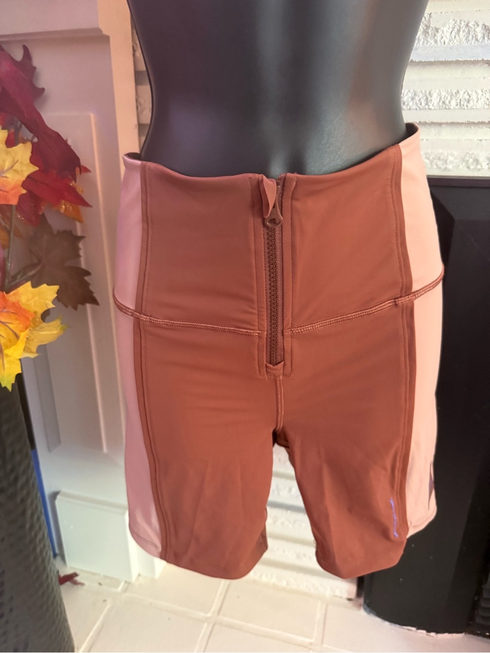 lululemon athletica Two-Tone Rust and Blush High-Waist Bike / Swim Shorts